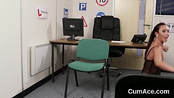 Wicked honey gets cum load on her face swallowing all the love juice