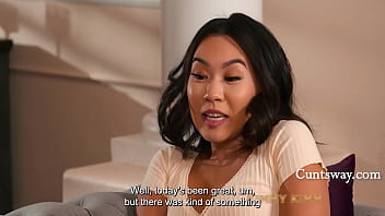 Busty milf comforts stepdaughter who is sad that her tits are too small