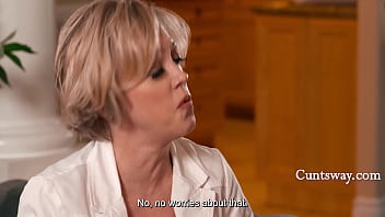 Busty milf comforts stepdaughter who is sad that her tits are too small