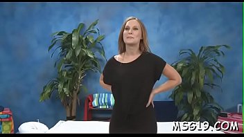 Hot massage girl bounces on knob