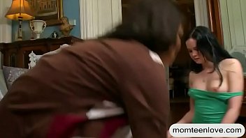 Big juggs milf threesome with teen slut