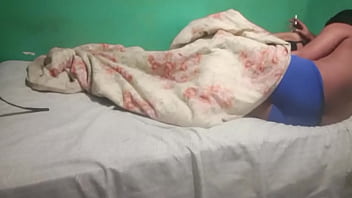 I get into my neighbor's bed and she ends up sucking my cock