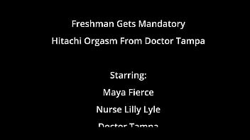 Freshman gets mandatory hitachi orgasm from doctor tampa maya fierce