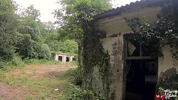 Horny couple fucking in abandoned house anal with cum in mouth