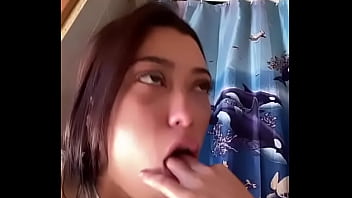 Stupid teen whore makes herself puke