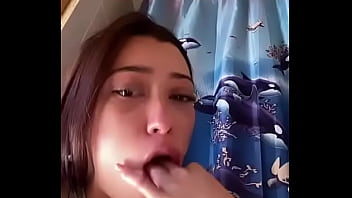 Stupid teen whore makes herself puke