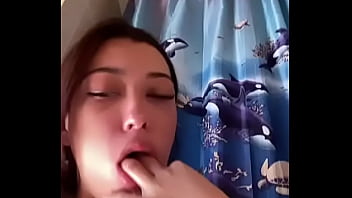 Stupid teen whore makes herself puke