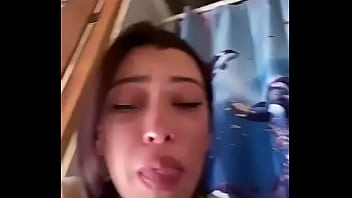 Stupid teen whore makes herself puke