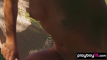 Petite nude all natural ukrainian muse takes a rest in the garden