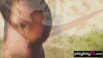 Petite nude all natural ukrainian muse takes a rest in the garden