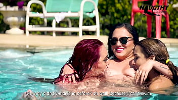 Lesbians enjoying the pool and having sex