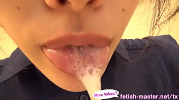 Japanese asian tongue spit fetish