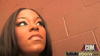 Ebony cum slut hottie bukkake party 9