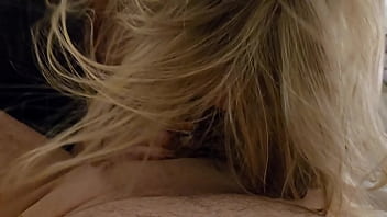 Homemade blonde wife sneaks away from party to suck a cock