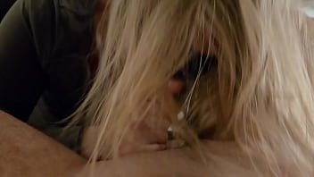 Homemade blonde wife sneaks away from party to suck a cock