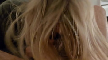 Homemade blonde wife sneaks away from party to suck a cock