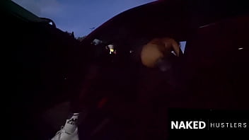 Latina amateur fucking her supposed uber driver in public parking lot