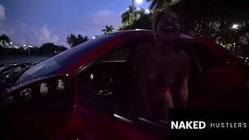 Latina amateur fucking her supposed uber driver in public parking lot