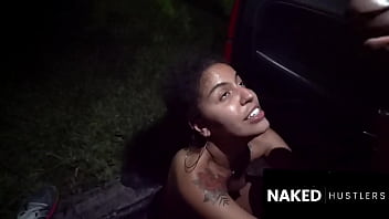 Latina amateur fucking her supposed uber driver in public parking lot