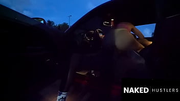 Latina amateur fucking her supposed uber driver in public parking lot