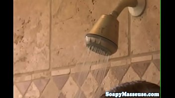 Cum tasting ebony masseuse deepthroats cock