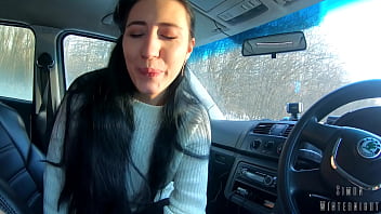 Risky quickie car blowjob and swallow