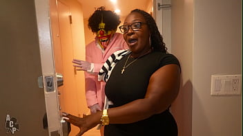 Ebony cum bucket fucks rich trick to keep her lights on at home