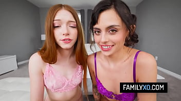 Teen stepdaughters threesome sex with their stepdaddy