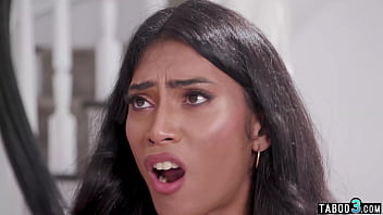 Naughty Ebony And Ivory Transexual Teens Riding On Stepdads Cock thumbnail