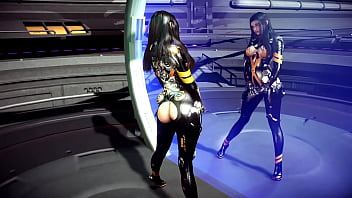 Seductive cutie tachy in revealing latex suit teases you with her toned body