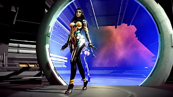 Seductive cutie tachy in revealing latex suit teases you with her toned body