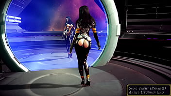 Seductive cutie tachy in revealing latex suit teases you with her toned body