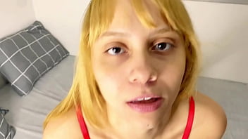 Magrinha brasileira tomando socada forte na buceta completo no sheer e red