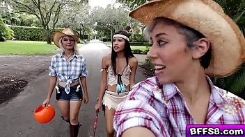 Teen bffs fucks a giant dick in a trick or treat