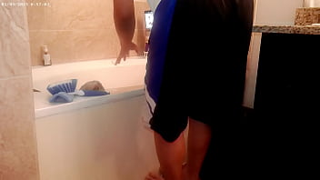 Generally tiding up the bathroom housechore work