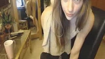 Beautiful skinny busty teen dildo play