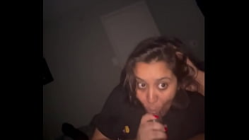 Veronica swallows a bbc while watching a moive