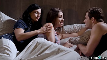 Busty cougar and a hot brunette slut sharing a big cock Busty cougar and a hot brunette slut sharing a big cock