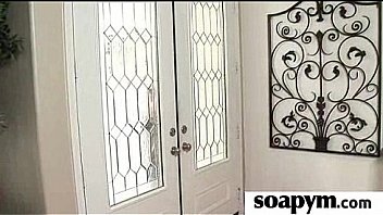 Babe with huge tits massages and blows a customer 12