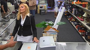 Sexy blonde milf fucked and gets payed by pawnkeeper