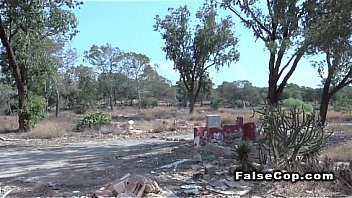 Fake cop bangs tattooed sexy redhead babe outdoor