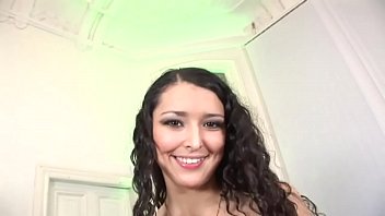 Brunette gangbanged by three men with big cocks