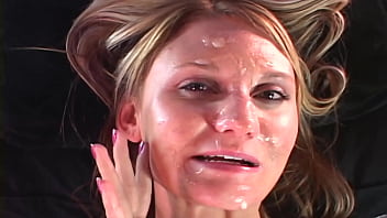 Chocolate persuasions busty blonde gets her tits & throat fucked & facialled