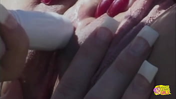 A blonde milf gets all her holes licked and plugged outdoors