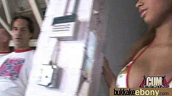 Busty black babe bubble bath group cocksuck 5