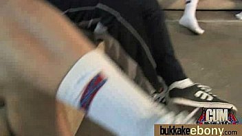 Ebony gets group cumshots 22