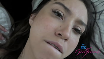 Brace face amber angel in uniform and braces and takes cum in her pussy legal and having fun fucking and sucking