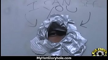 Natural cute black teen tries out gloryhole 11