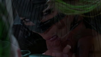 Katwoman jennifer dark prowls into a prison cage 3way