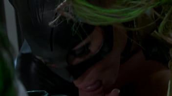 Katwoman jennifer dark prowls into a prison cage 3way